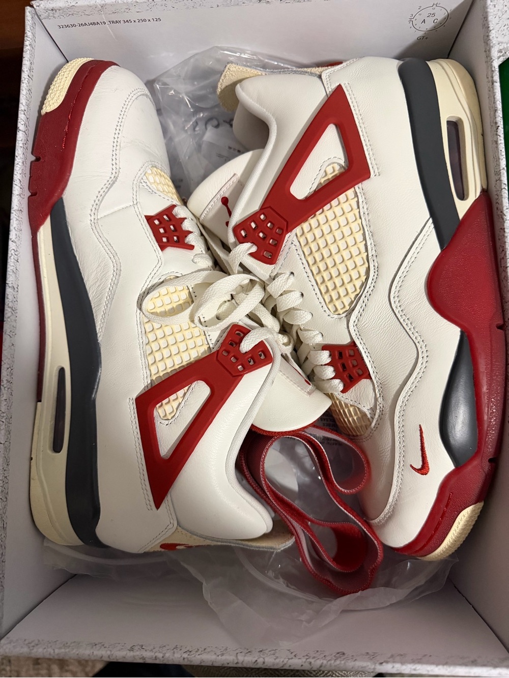 Nike Cream and Red Retro Basketball Sneakers